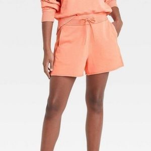 JoyLab NWT French Terry high rise rolled hem shorts peach